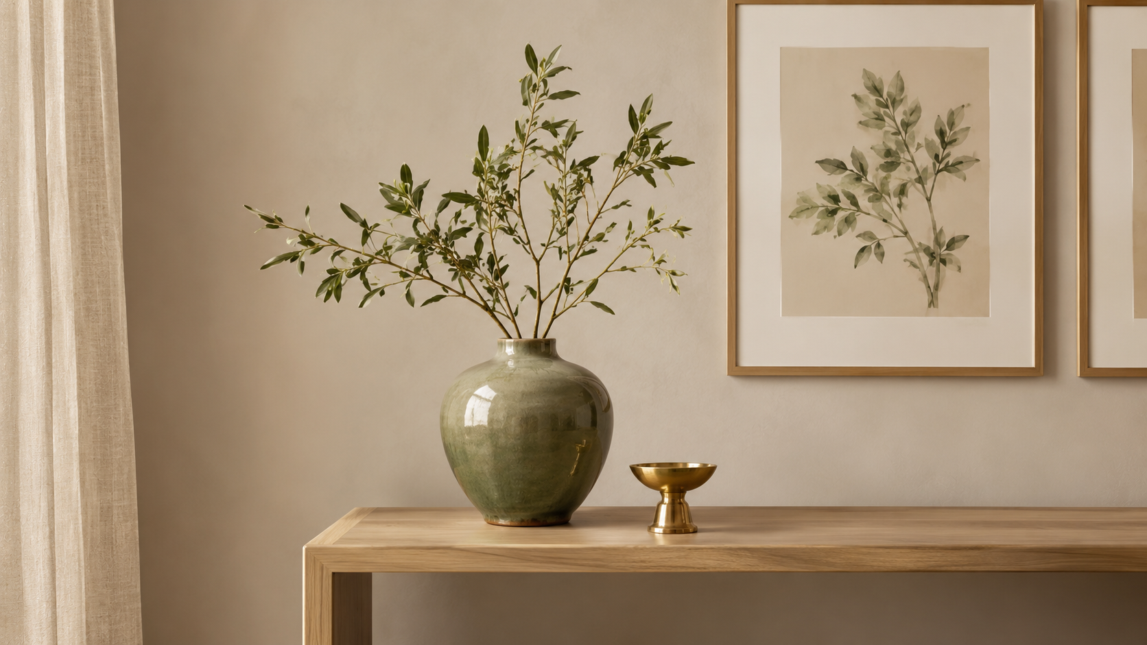 Jade and Brass Accent Styling Nightstand